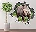 DCJ® Naklejki ścienne Rhino Wild Naklejka Ścienna Rozbita Naklejka 3D Dekoracyjne Winylowe Zwierzę Prairie Natura