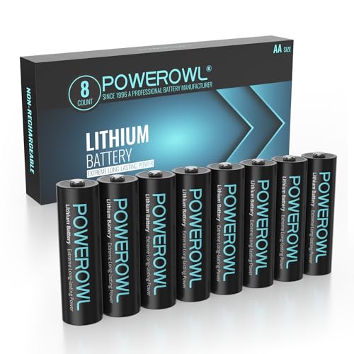 POWEROWL - 8Pcs Lithium AA Batteries 1.5V 3400mAh Ideal For High Drain Devices (Non-Rechargeable)
