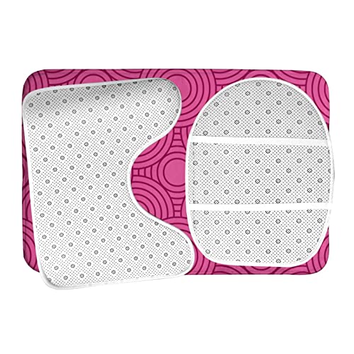 DIRYKILP Badematte + Konturmatte + Toilettendeckelbezug, Vector Abstrakt Geometrisch Kreis 3 Stück Badematten Set, mit rutschfester Klebeunterseite – Bild 7