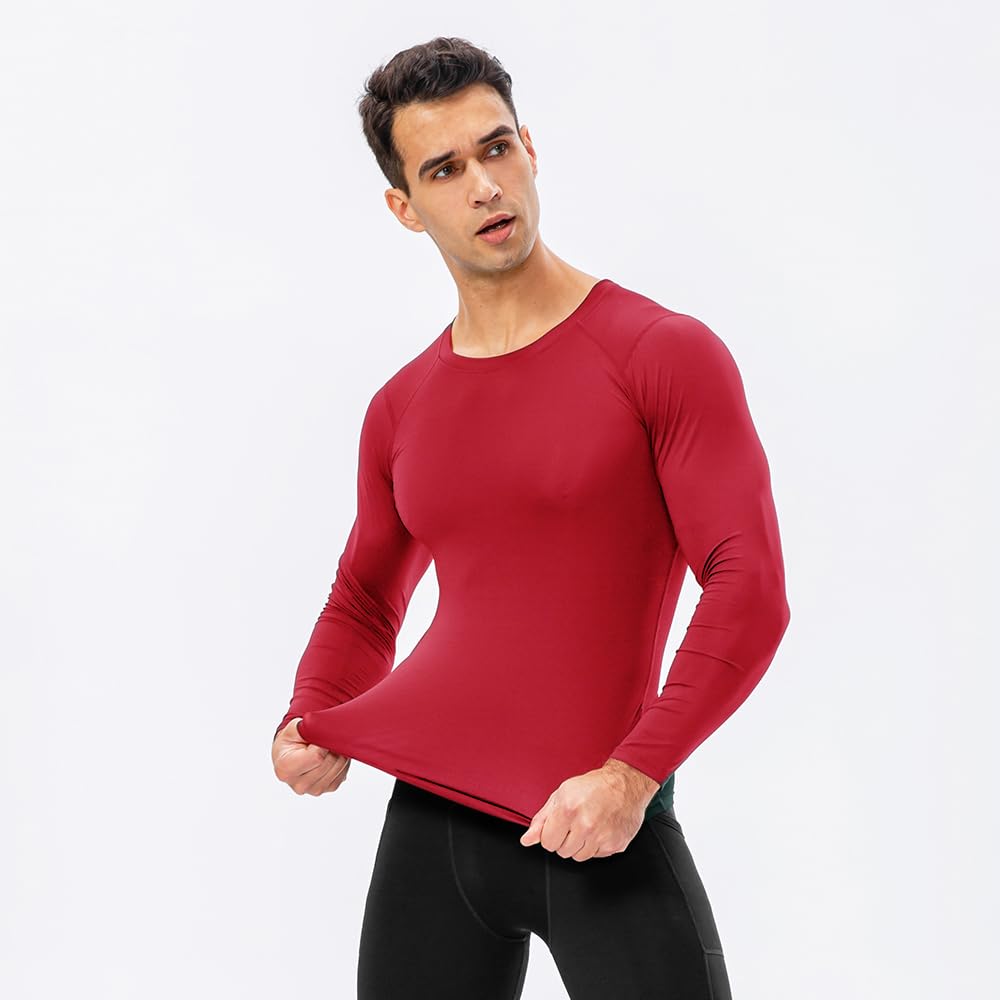 Camisetas de compresión para hombre, manga larga, atlético, entrenamiento, gimnasio, deportes, capa base, correr, ropa interior fresca y seca