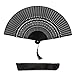 Éventail Pliant en Bambou et Soie de Style Japonais Ventilateur Pliable à Main pour Mariage Décoration Cosplay Fête Théâtre DIY (Noir-Flocon de Neige Creux)