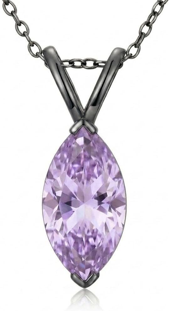 10K 14K 18K Gold Natural Amethyst Solitaire Necklace, Customizable 1-10 Carat, Purple Gemstone Solitaire Pendant Necklace Jewelry Gifts for Women Wife Mother