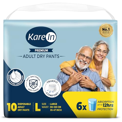 KareIn Adult Pants Diaper Large, Waist Size 35"- 47", 10 Diapers