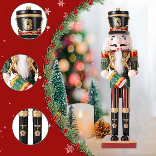 2Pcs Nussknacker Soldat, 30 cm Holz-Nussknacker Weihnachtsnussknacker Figuren für den Kamin, Klassischer Weihnachts Nussknacker König Deko Figur, Traditionelle Weihnachten Nussknacker Figuren Deko