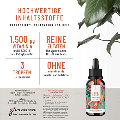 Vitamin A Naturtreu Tropfen hochdosiert 5000 I.E (1500 µg)
