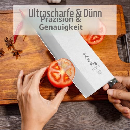 Foto von SHI BA ZI ZUO 8-Zoll-chinesisches Kochmesser, dünnes, leichtes Küchenmesser, Edelstahl-Gemüsemesser, Antihaft-Klinge mit rutschfestem Holzgriff,F208-2