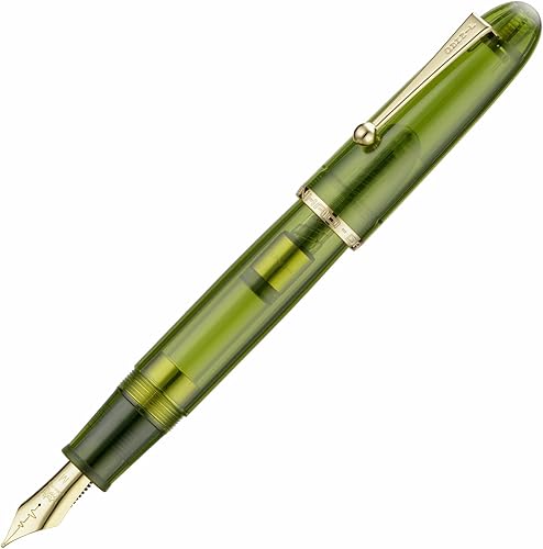 Miniatura 3 de Jinhao 9019 - Pluma estilográfica Dadao Series Cardiagrama, 8 puntas finas, color verde, acrílico, dorado, con convertidor grande