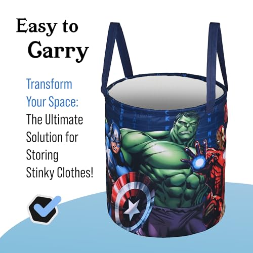 Image of Urbane Home Pack of 3 Foldable 45L Toys Organizer for Kids Room - Soft Toys Storage Bag /Basket /Container with Handles | Marvel Avengers - Blue