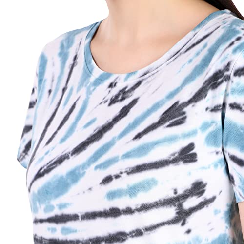 Image of Stories.Label Women's Tie Dye Printed Cotton Tshirt in Ribbed Neck, Regular Fit Half Sleeves Tops for Girls Stylish (Size S - 5XL)