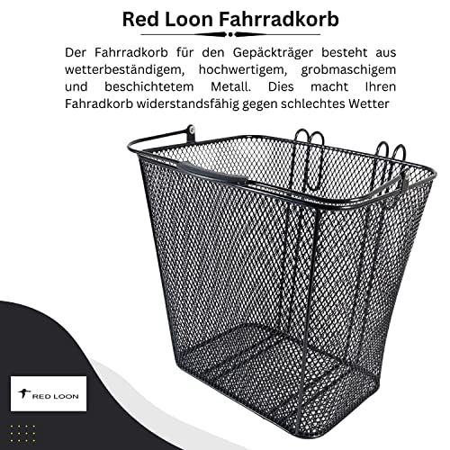 Red Loon Fahrradkorb für Gepäckträger | Metall Korb Hinten | Bike Basket | Einkaufskorb | 22 Ltr
