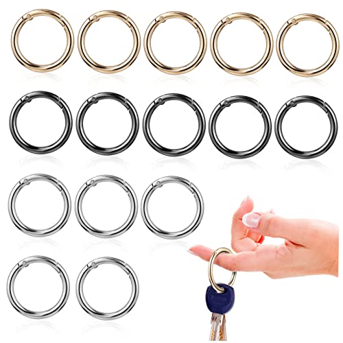 Operitacx 15 Pcs Metal Round Clip Buckles Shiny Finish Spring Clips for Handbags Keychains DIY Crafts Durable Resistant Convenient Fastening