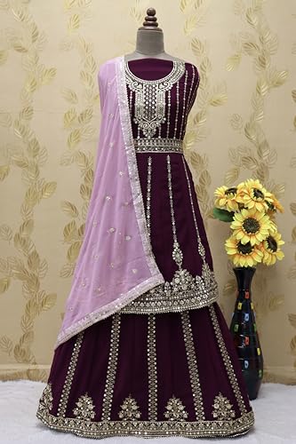 Image of SHAFNUFAB Womens Net Semi Stitched for Ladies use for women for lehenga suit for punjabi And lehenga suit for for wedding