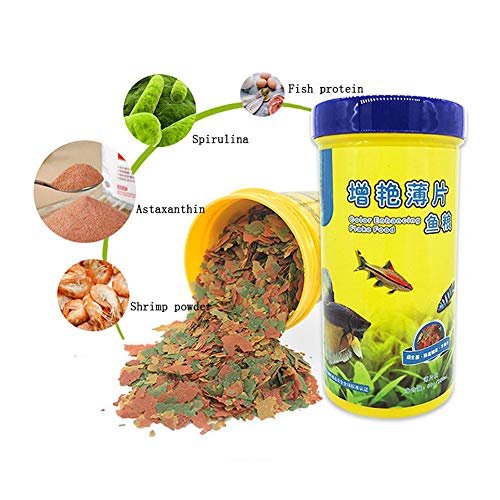 Bebliss 250ML(2-3 Times Per Day) Fish Feed Highly Nutritious Non-toxic Color Enhancing For Goldfish All Aquarium Tropical Fish Grow Fast Healthy Fish Food, Thin Slice Of Fish Food, Brightening Feed
