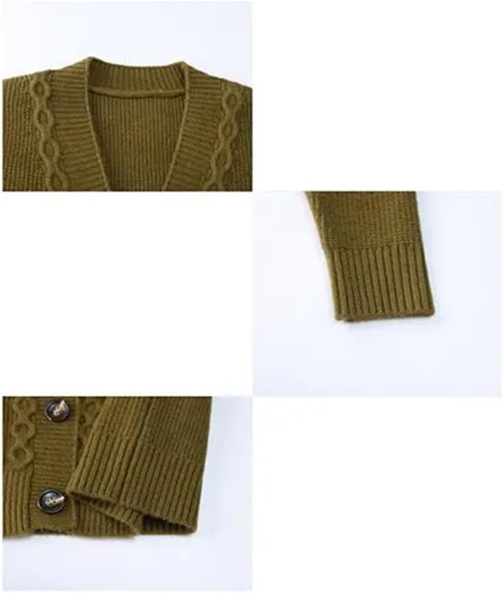Herfst- en wintertrui voor dames V-hals gebreide cardigan losse effen kleur luie wind lange mouwen zachte temperament top kopen vanaf een prijs van 24