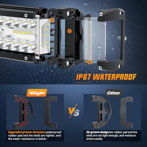 Image of Nilight 4.3 Inch Side Shooter Light Bar Spot Flood Combo Triple Row