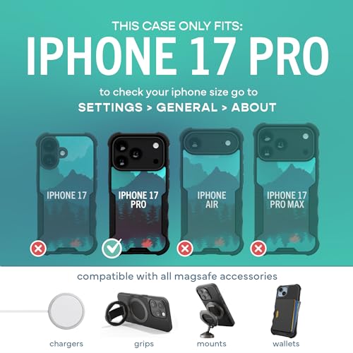 Image of Smartish iPhone 17 Pro MagSafe Case - Gripzilla Protective Magnetic Case for Men [Rugged + Tough] Military Grade Heavy Duty Grip Armor - Drop Tested for iPhone 17 Pro - Moving Mountains
