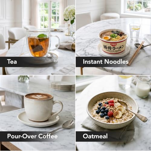 Image of OVENTE 1L Electric Kettle with Temperature Control, 1500W, White KD95W | Water Boiler With Digital Display, 5Hr Keep Warm, Auto Shut-Off, Double-Wall Cool-Touch Exterior, BPA-Free Borosilicate Glass