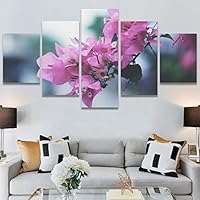 SIGNWIN 5 Panel Canvas Wall Art Modern Art Bohemian Bouquet Colorful Cool Floral Group Multicolor Photography Realism for Home Decorations Ready to Hang - 60