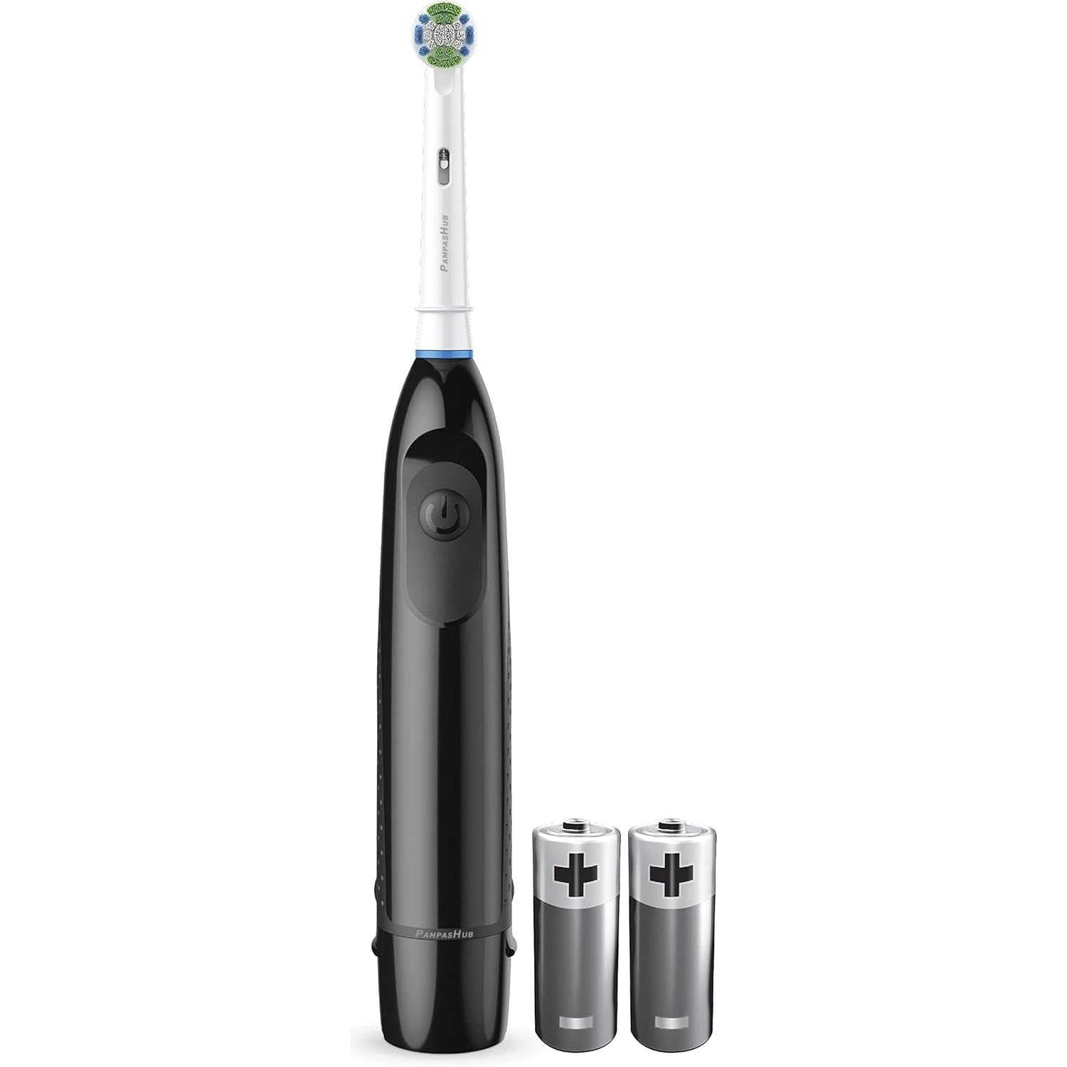 Oral Pro Battery Power Cepillo de dientes, negro, funciona con 2 baterías y cabezal de cepillo de limpieza de precisión que elimina más placa