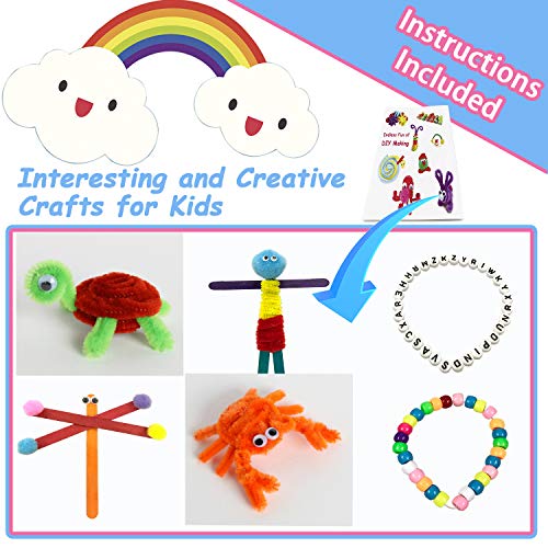 VLUSSO DIY Kids Crafts Supplies Kit - All in One Crafting Collage Activity with Pipe Cleaner Material Set for Girls Gifts Toys Arts and Crafts for Kids Ages 4 5 6 7 8 9 Year Old (Over 1200 PCS) - Thumbnail 7