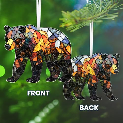 Cadeaux de Noël ours en acrylique original pour femme, maman et amoureux des animaux - 7