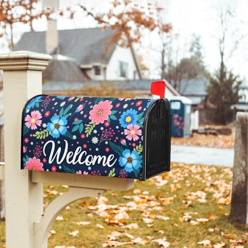 Image of Spring Summer Flowers Mailbox Covers Magnetic Welcome Mailbox Cover Floral Magnetic Mailbox Cover Mailbox Wraps Standard Size 18 inch X 21 inch Holiday Garden Mailboxs Decorations for Outside