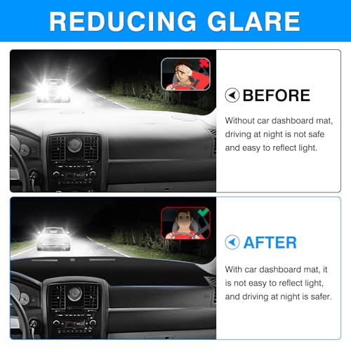 Image of Autorder Dashboard Cover Mat for Chrysler 300 300C 2005-2010 Accessories Dash Cover Upgrade Flannel Dash Mat Sunshade Glare UV Rays Protector