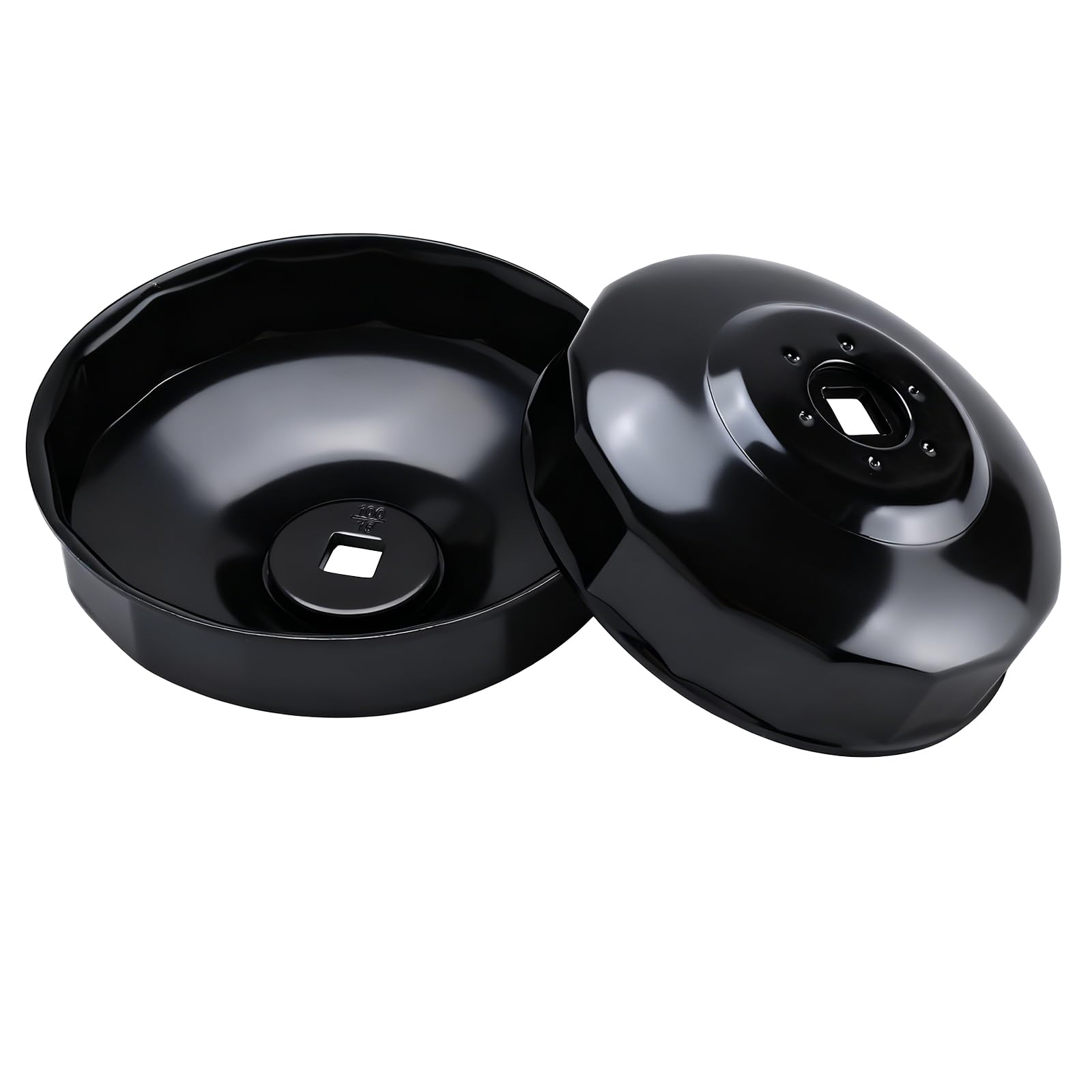 BOOMSTART Lot de 15 clés universelles pour filtre à huile - 14 capuchons de filtre à huile (65-100 mm) en tôle d'acier + adaptateurs 3/8" et 1/2" - Clé de filtre à huile pour tous les filtres courants