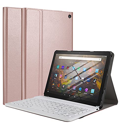 �yPCATEC�z Fire HD 10 2021/Fire HD 10 Plus 2021 ���U�[TPU�P�[�X�t�� Bluetooth �L�[�{�[�h US�z�� ���ȓ��͑Ή� (Fire HD10 2021/Fire HD10 Plus 2021, ���[�Y�S�[