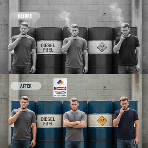 SmartSign \"Danger - Diesel Fuel, No Smoking No Open Flames\" NFPA Sign | 10\" x 14\" Aluminum - Thumbnail 7