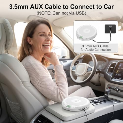 Image of Gueray CD Player Portable with Earphones, CD Discman AUX Cable for Car Home