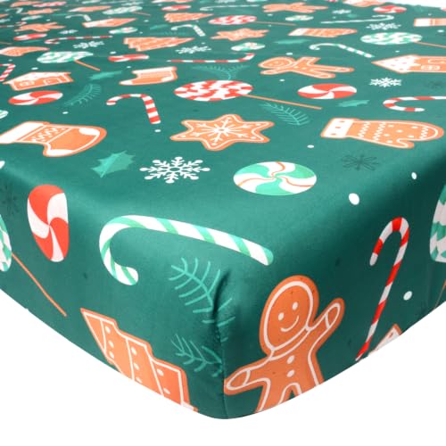 Cloele Christmas Candy Crib Sheet,Green,1 Pack Baby Nursery Sheet,52x28in