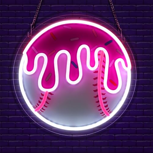 Gerrii Baseball Drip Neon Signs Dimmable Baseball Drip Gift for Boy LED Signs USB Powered for Room Wall Decor Sports Gifts for Men & Boys Cave Club College Dorm Softball Fan Accessories