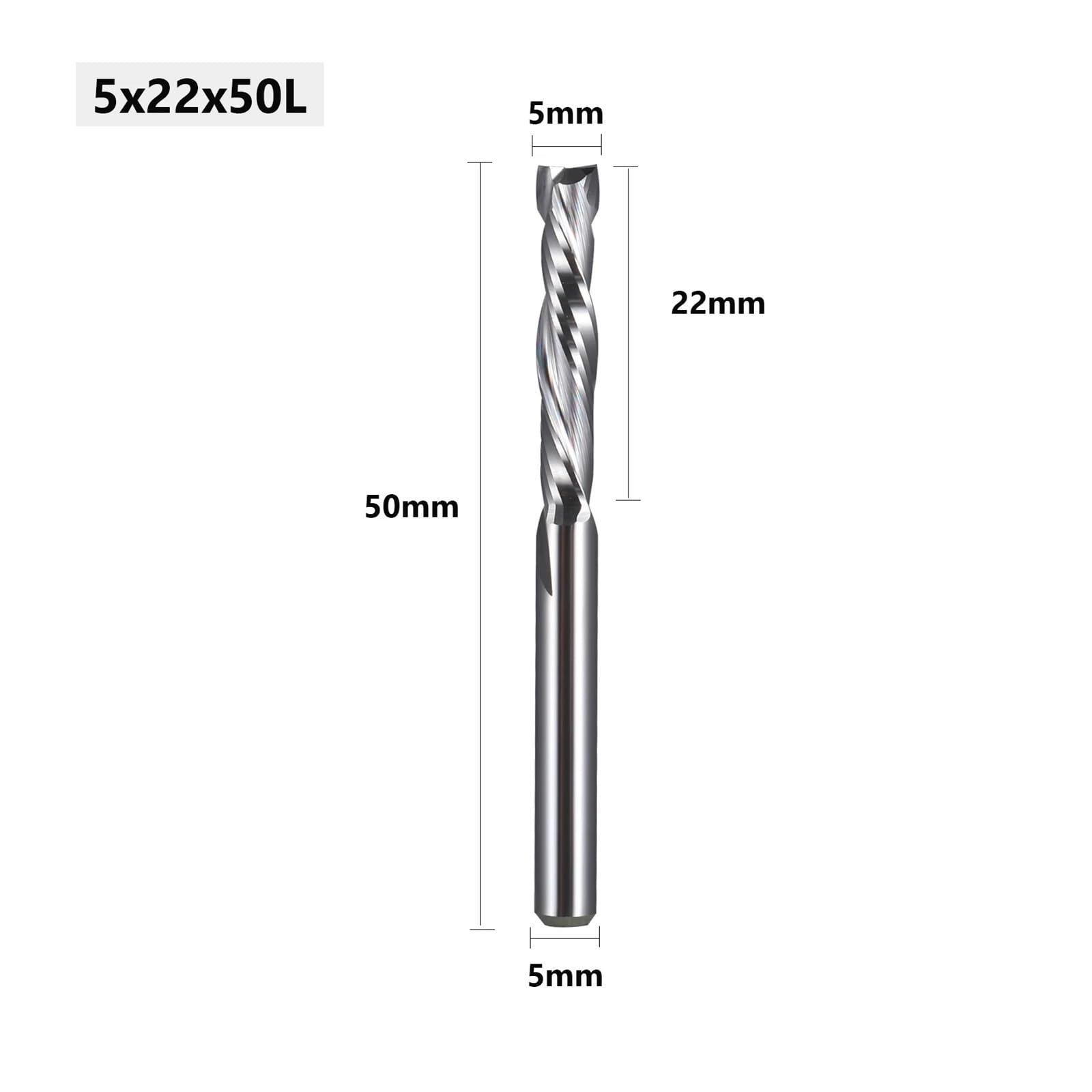 5 uds corte arriba abajo 5X22MM AAA enrutador CNC de carburo sólido fresa de compresión extremo de tungsteno de madera herramienta de corte de fresado