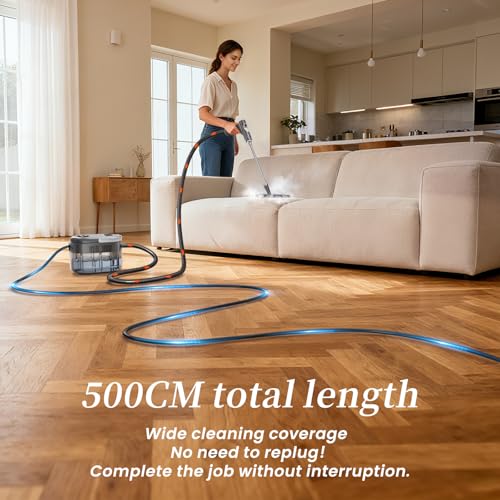 Image of Steam Cleaner,15s Heat-Up,1.5L Tank,6-Level Adjustable Handle,Steamer for Cleaning,Portable Steamer for Cleaning with 20PCS Accessories,Steam Cleaner for Home,Car