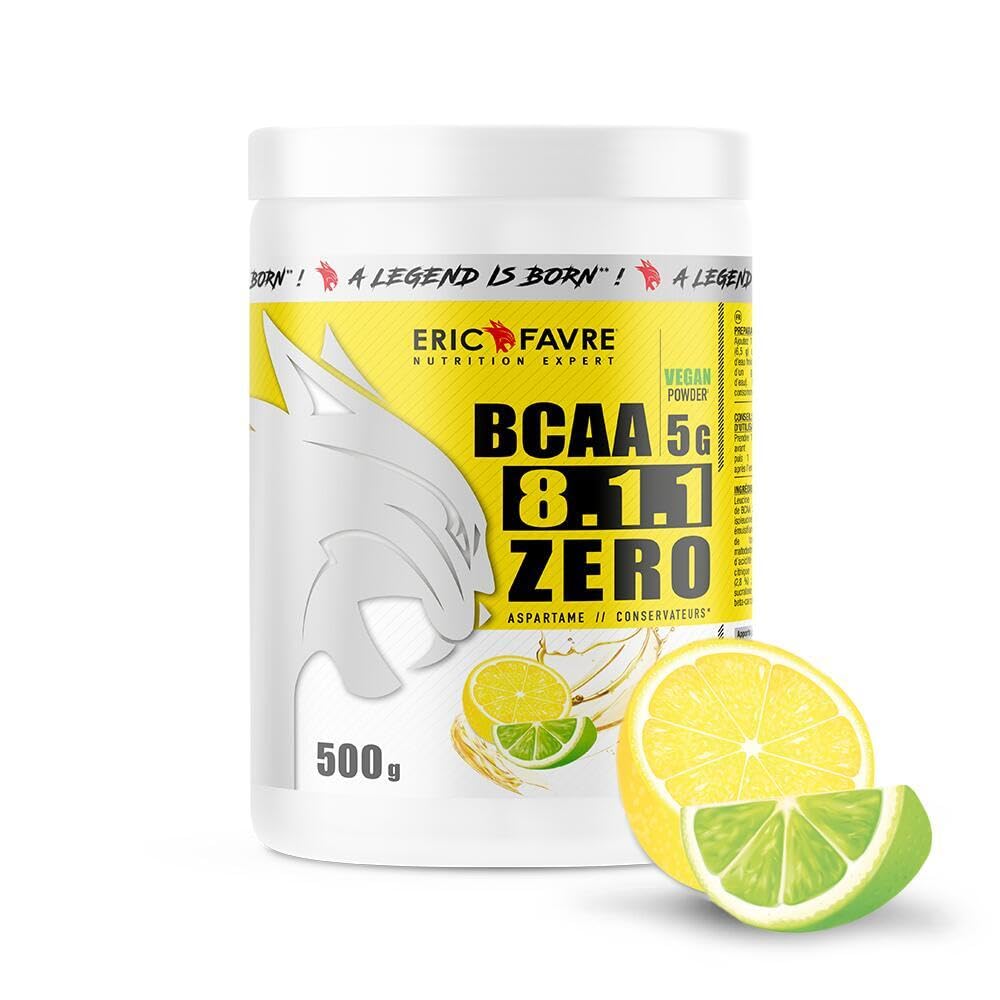 BCAA POUDRE 8.1.1 Zero - Acides Aminés Musculation Vegan - Votre Allié Pour Des Entrainements Efficaces - Performance Accentuée - 500 Gr - Laboratoire Français Eric Favre (Citron/Citron vert)