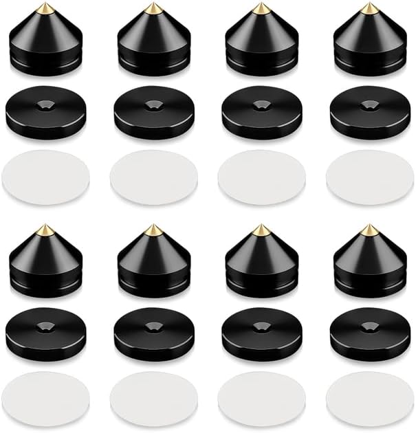 AEsmart - 4/8Sets Hifi Speaker Stand Feet Foot Pad aluminium alloy metal Spikes Cone Floor Foot Nail M23*20 (Black 8 Sets)