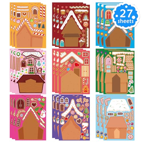 Make a Gingerbread House Stickers, Christmas Gift Stickers for Kids