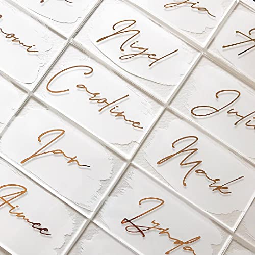 50 Stück Transparente Techteckige Tischkarten aus Acryl für Hochzeiten oder Partys DIY Leere Tischbestuhlung - Perfekt für Moderne Hochzeiten, Brautpartys, Lebensmittelschilder Cover