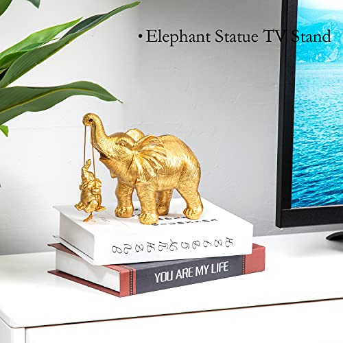 Ashyle Elephant Statue Home Decor, Birthday Gifts For Mom&Women, Good Luck Elephant Figurines Decorations, Elephant Sculpture For Living Room Table, Bookshelf, Tv Stand, Shelf Decor, Gold(Ornaments) #TOP4