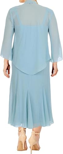 Miniatura 4 de R&M Richards - Vestido de gasa con cuentas para mujer