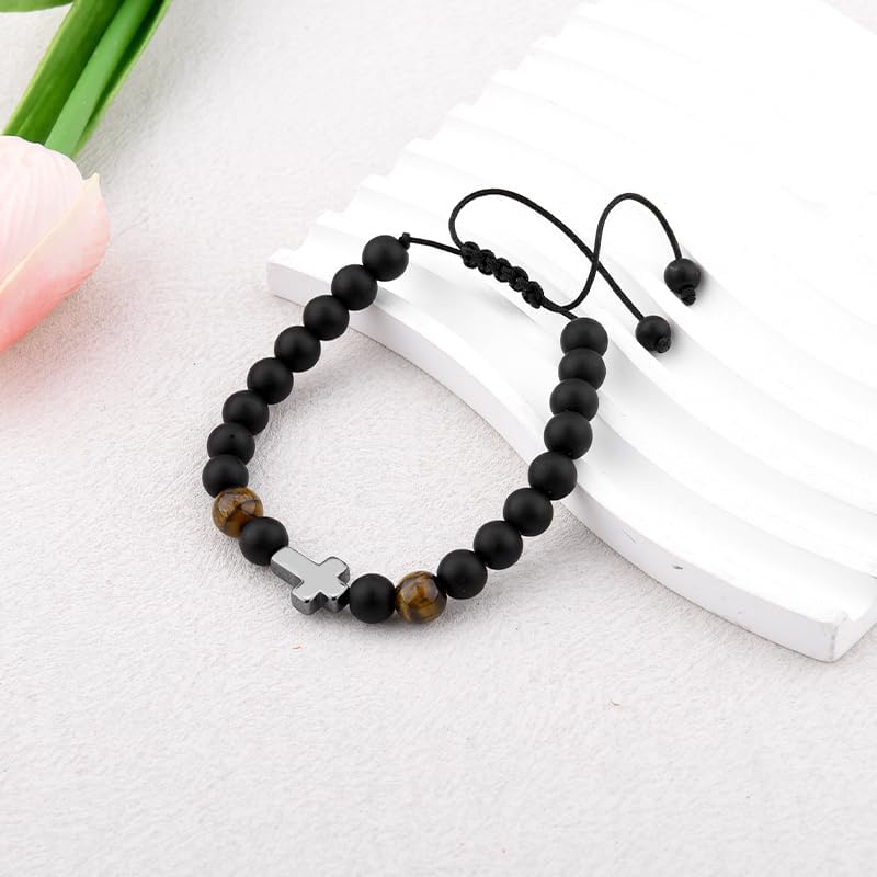 Christmas Gifts for Men Christian Grandson Son Birthday Gift for Men Catholic Cross Bracelet with Inspirational Card - Image 7