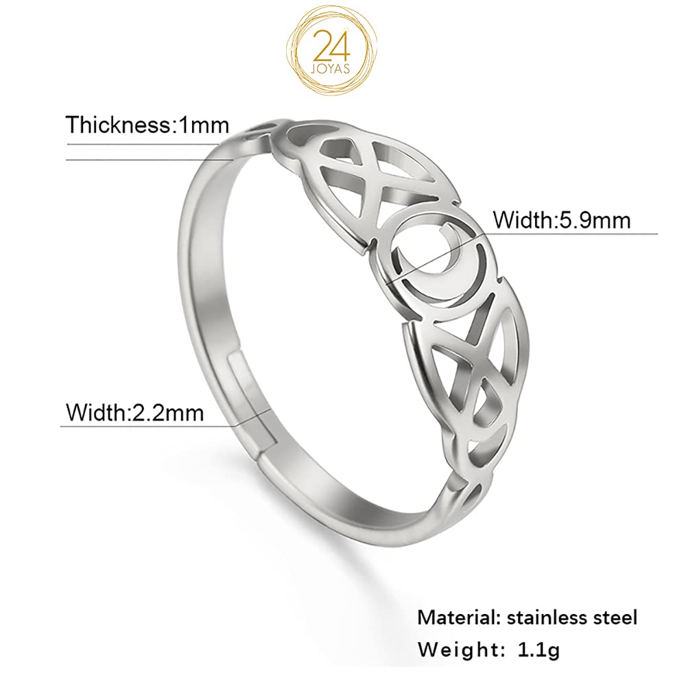 Ring Mond aus Edelstahl und verstellbar, Astrologischer Schmuck und romantisches Geschenk für Damen silber