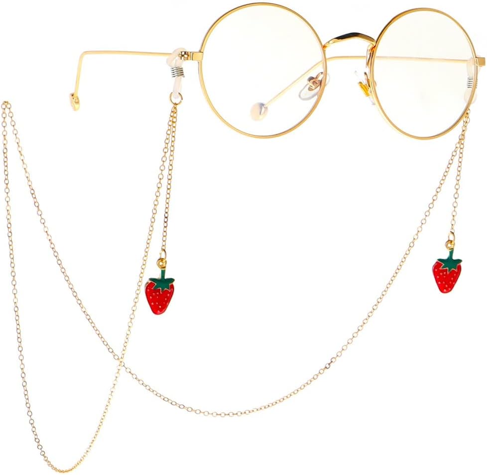 Accessories Metal Eyeglass Cord Gold Strawberry Pendant Chain Fashion
