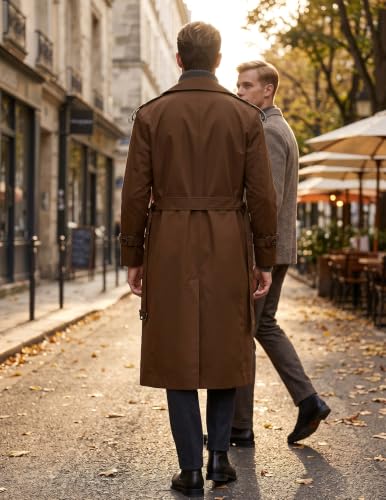 Image of Pantete Men's Double Breasted Trench Coat Oversized Windbreaker Long Jacket