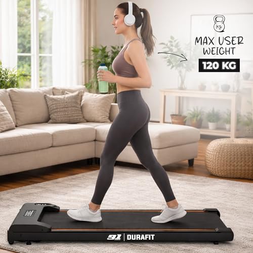 Image of Durafit91 Compact Lite 2.5HP Peak BLDC Motor Walkpad Treadmill with Remote Control | 120 kg User Capacity Walking Pad| 6 km /h Max Speed | LED Display with Under-Desk Design | Home Use