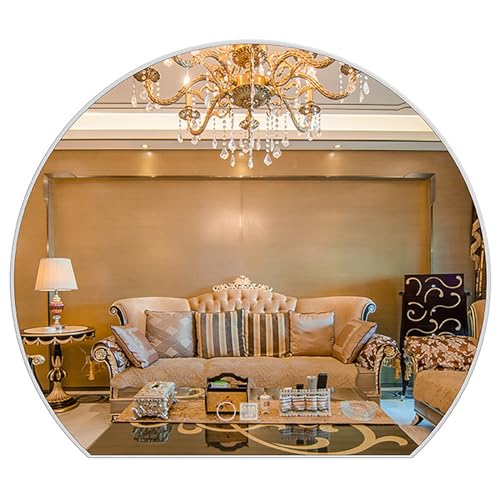 SXSaelciun Espejo de tocador LED semicircular, antivaho, con 3 Luces de Color, HD y a Prueba de explosiones, Disponible en 50-100 cm, Opciones para Colgar, Elegante y Funcional.
