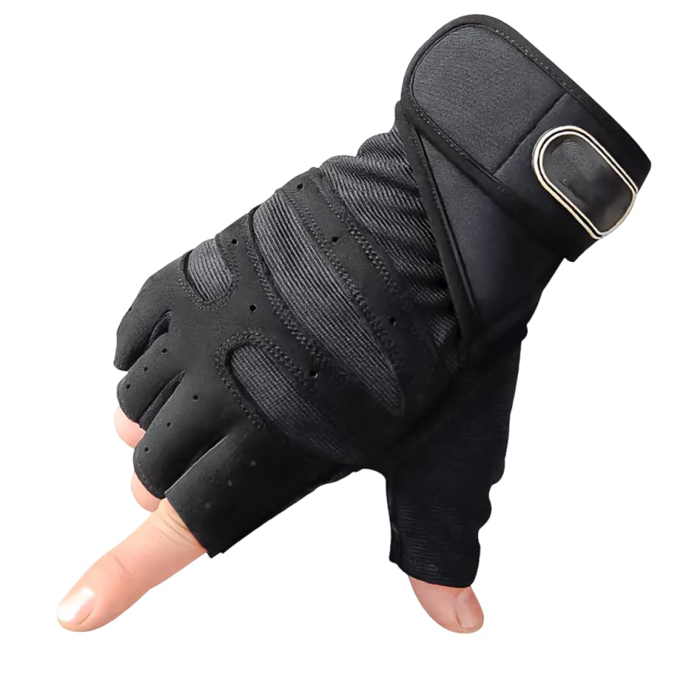 Par de Luvas de Academia para Musculação Meio Dedo Luva Fitness T...