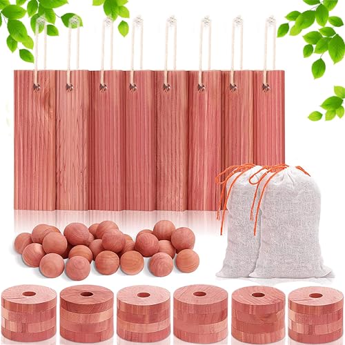 XSQD 9 Tasche Rote Natürliche-Zedernholz-Kugel Insektenbekämpfung Feuchtigkeitsbeständig, Natürlicher Sandelholzduft Zur Schimmelprävention, Zedernscheiben Verwendet Lagerung Von Kleidung, Schuhen