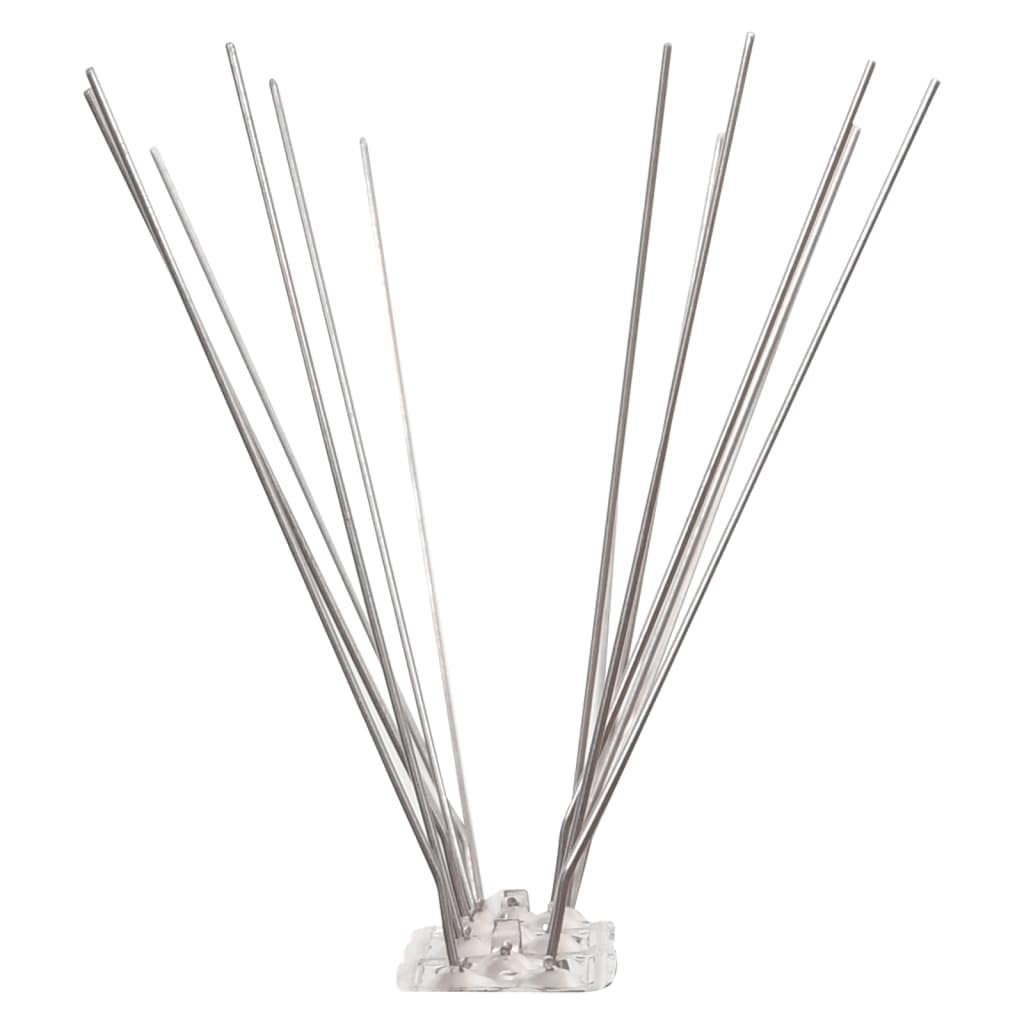Mangloder - Juego de 20 púas antipalomas de acero inoxidable, 10 m en total, 4 filas, 115 mm de púas, para balcón, jardín, terraza, protección contra palomas y gatos